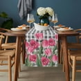 thumbnail image 2 of Pink Tulip Flowers Table Runner - 120 Inch Long, Kitchen Dining Table Runner Dresser Scarves, Black Buffalo Plaid Spring Floral Plants Farmhouse Decor for Coffee Tables Wedding Party Banquet, 2 of 8