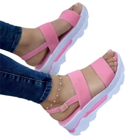 

Breathable Ankle-Strap Shoes Pin Buckle Closure Breathable Ankle-Strap Shoes for Comfort Summer Outdoor Beach Sandal Shoes 37 Pink