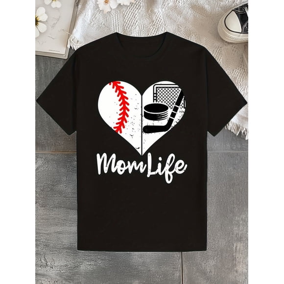 T-Shirt Unisexe Graphique en Matière Douce Baseball Hockey pour Maman Sports Y35, jusqu'à la Taille 5TG