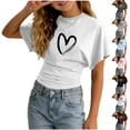 thumbnail image 1 of YUEHUA Girl's Heart Print T Shirt Short Sleeve Crew Neck Graphic Tees Slim Top Y2k Clothes Streetwear, 1 of 3