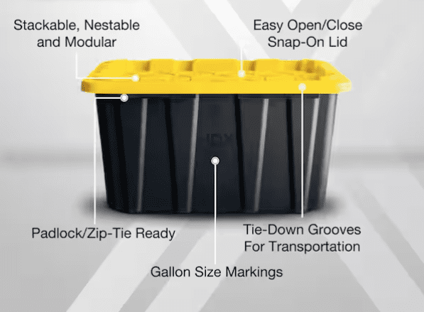 27 Gallon Heavy Duty Storage Bins with Lids, Stackable Tough Plastic Storage Tote Containers for Garage, Moving & Home Organization, Black,