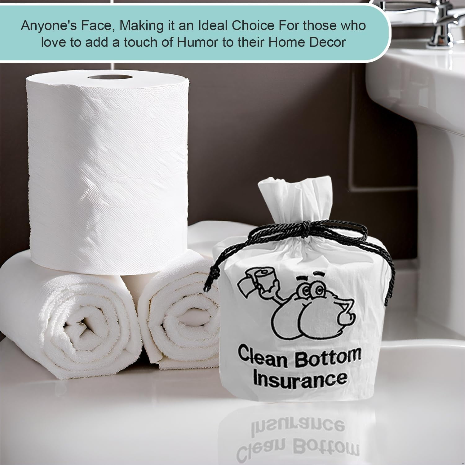 Born Uncommon Toilet Paper Roll Cover - 9" x 5.5" Reusable Cotton Toilet Paper Cover with Drawstring Closure – Decorative Bathrooms Tissue Roll Storage Bag