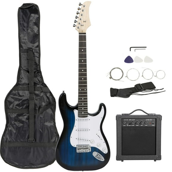 HOWEN Blue Full Size Electric Guitar Beginner Kit, Includes 10W Amp, Padded Case, Strap, Picks & Tuner, Complete All-in-One Starter Pack for Kids/Adults