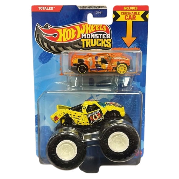 Mattel - Hot Wheels Monster Truck & Car - SLAM PRIX & CRUSHED