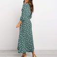 thumbnail image 4 of Women's 3/4 Sleeve Maxi Dress Button-Down Floral Print Long Dresses V-Neck Casual High Waist Boho Dress, 4 of 6