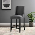 thumbnail image 2 of Counter Stool Chair, Fabric, Wood, Grey Gray, Modern Contemporary Urban Design, Bar Pub Cafe Bistro Hotel Restaurant Hospitality, 2 of 7