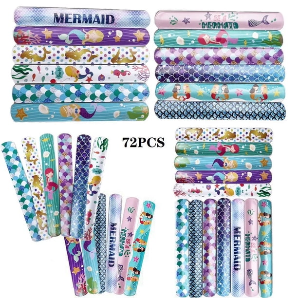 Pulseras de Disney Slap para niños, pulsera circular de sirena, spiderman, 46/72 piezas