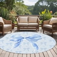 thumbnail image 4 of Large Round Rug 8Ft Washable Non-Slip, Cute Bow Circle Area Rugs for Living Room Bedroom, Blue Bowknot Minimalist Solid Color Indoor Floor Mats Carpet Runner for Home Decor, 4 of 8