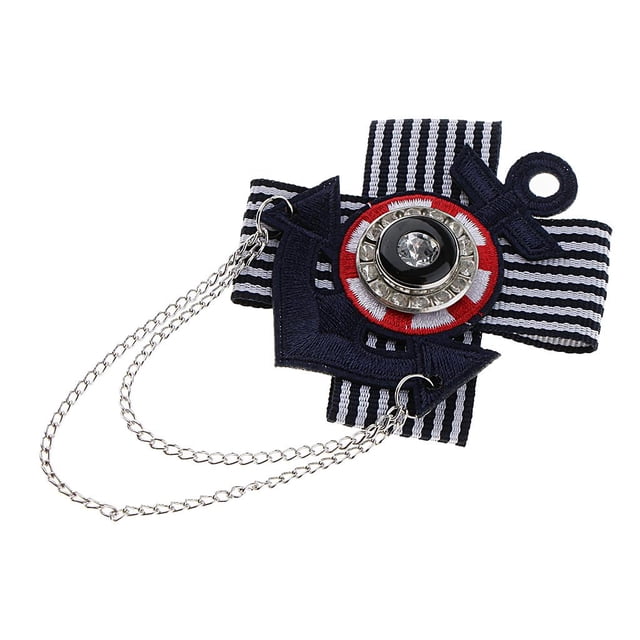 British Fabric Crystal Rhinestone Badge Forma de anclaje Broche temático náutico Star Stripe Mens Bisutería Salvador Insignia de tela Broche