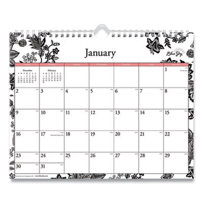 January to December 2020 6 x 6 Nevaeh Blue Sky Wirebound Desk Calendar with Stand 