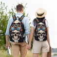 thumbnail image 6 of Lsque Bow Flower Skull Pattern Canvas Daypack, Durable Backpack, High-quality Versatile Backpack,Vintage Compact Backpack-Small, 6 of 6