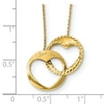 thumbnail image 3 of 14K Yellow Gold Cable Necklace with Pendants Chain Polished Double Interlocking Heart I Love You 1 inch ext. 17 0.7 mm, 3 of 3