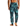 thumbnail image 7 of Men's Camo Pajama Pants Adjustable Drawstring Elastic Waist Lounge Pants Jogger Ankle Loose Fit Comfort Sleep Pants with Pockets ,L,Green, 7 of 7