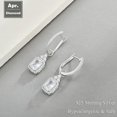 thumbnail image 3 of Silver Baguette Cubic Zirconia Earrings for Women 5x7mm Radiant Cut Birthstone Earrings for Bridal Wedding 925 Sterling Silver Dangle Drop Halo Earring Jewelry Gift for Women, 3 of 6