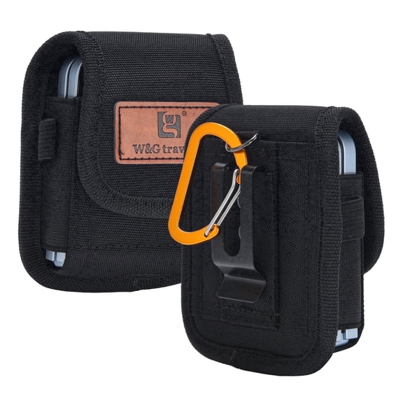 Phone Holster for Samsung Galaxy Z Flip 8 7 6 5 4 FE, Belt Phone Case Pouch for Motorola Razr Plus 2026/2025/2024 60/70 Ultra, Built-in RFID Card Holder, Water Resistant, Black