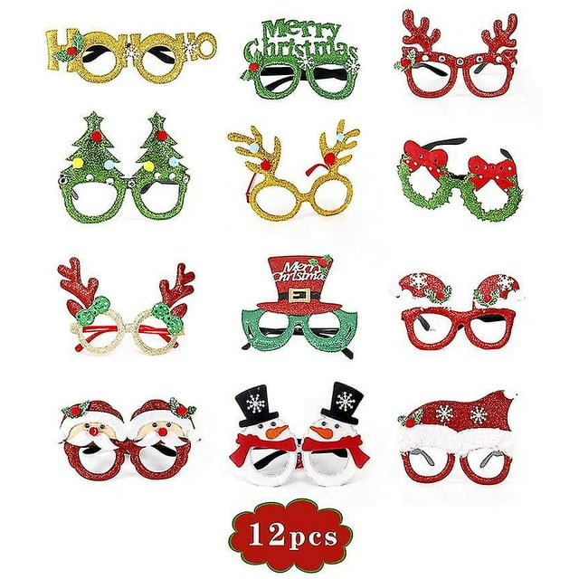 Gafas de Navidad JanHm Gafas de Fiesta con Purpurina 12 unids/set