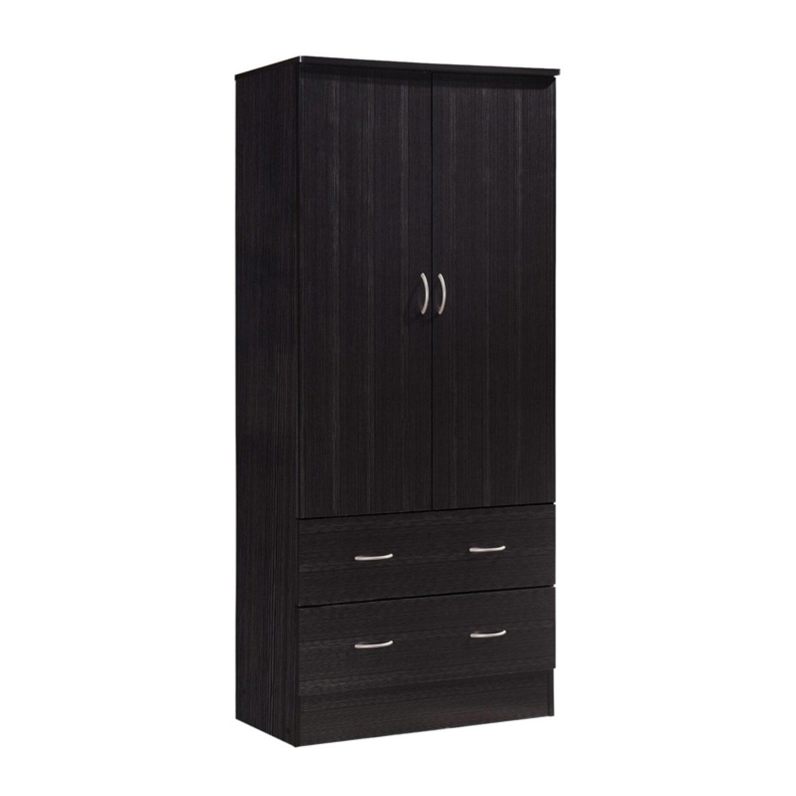 Hodedah Imports 2 Drawer 2 Door Wardrobe, Black