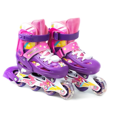 TITAN Flower Princess Girls Inline Skates with Light-Up LED Laces and Wheel, Kid Size Medium