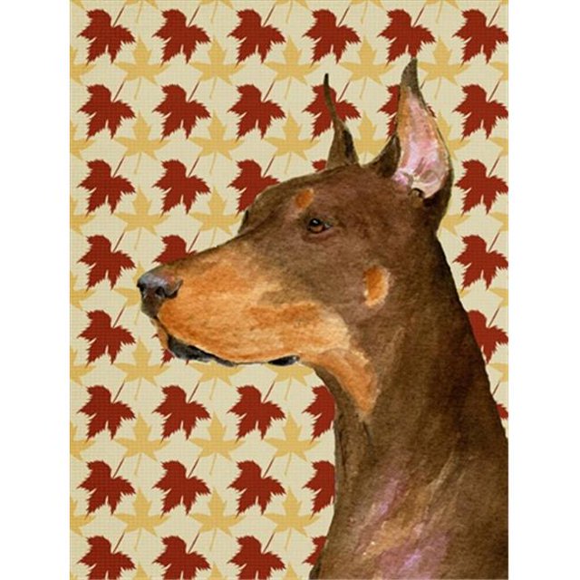 Drapeau Portrait Feuilles d'Automne Doberman 15 x 15 Po. Taille Jardin