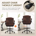 thumbnail image 6 of Wanbei Big & Tall Ergonomic High Back Leather Office Chair, Adjustable Height Flip-Up Armrest Executive Computer Chair for Standing & Counter Height Desk, Brown, 6 of 7