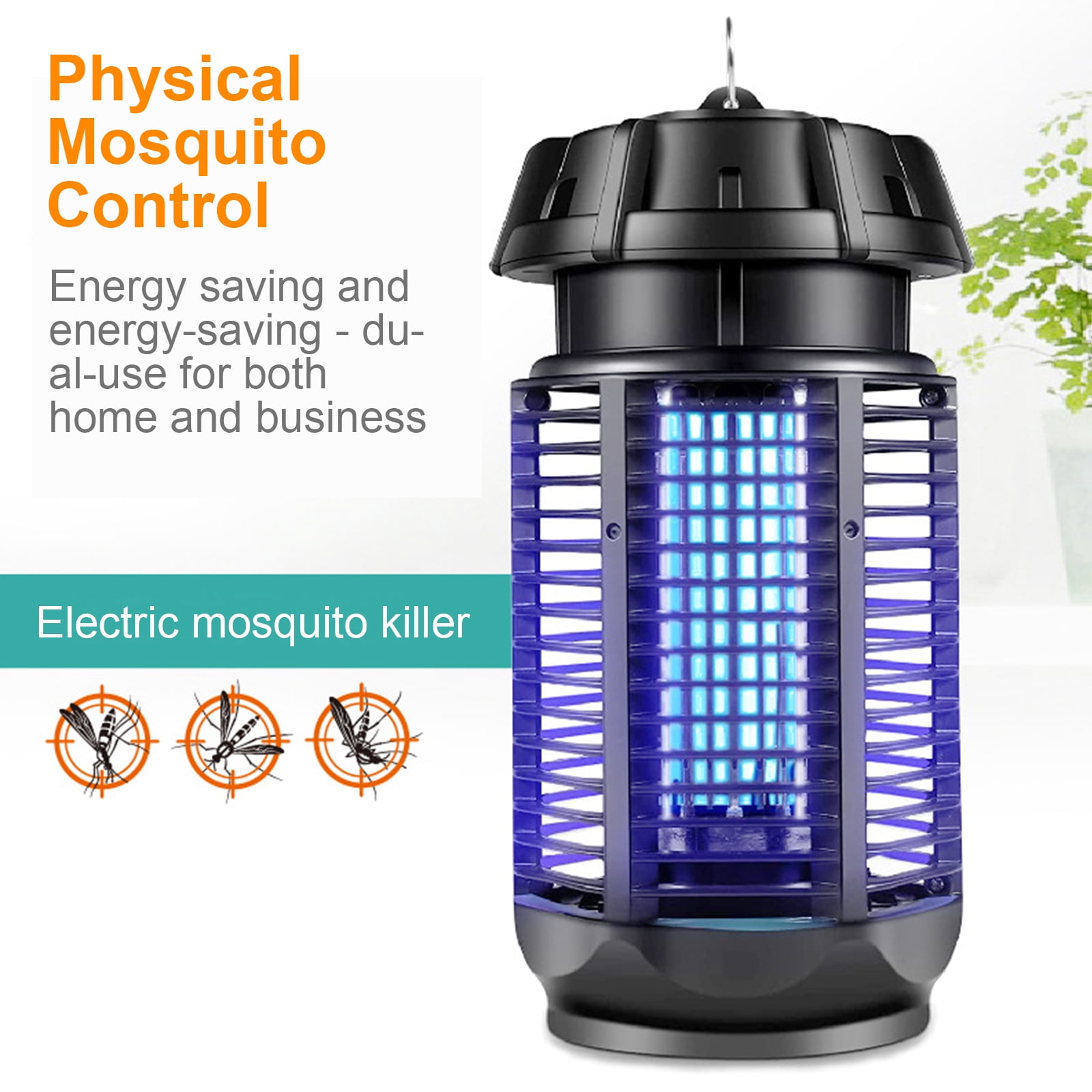 YAHHU 20W Electric Shock Mosquito Killer Light Wave Luring Trap Lamp Bug Zapper for Indoor and Outdoor Use, Black, 12.2 in / 31 cm