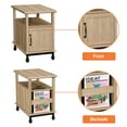 thumbnail image 5 of Oak End Table Bedside Table with Charging Station & Cabinet for Bedroom, Side Table for Living Room, 23.6 inches, 5 of 7