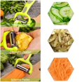 thumbnail image 3 of Pelador para cocina peladores multifunción 2 en 1, pelador de manzanas, pelador de verduras, zanahoria, patata, rebanador de frutas, antideslizante (verde), 3 of 5