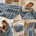 thumbnail image 6 of Throw Blanket Ribbed Striped Plush 47x83 Inches Washable for Couch Sofa Bed, 6 of 7