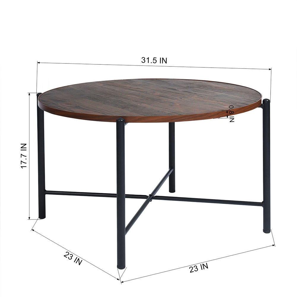 End Table, Metal Side Table Small Outdoor Table Round Table for Living Room Bedroom Balcony Patio and Office, Brown - image 3 of 7