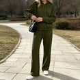 thumbnail image 5 of Womens Hoodies Dqueduo Women's Fashion Solid Color Long Sleeve Hooded Zip Up Top And Elastic Waist Pocket Pants Set, Sizes S-XXXL, 5 of 8