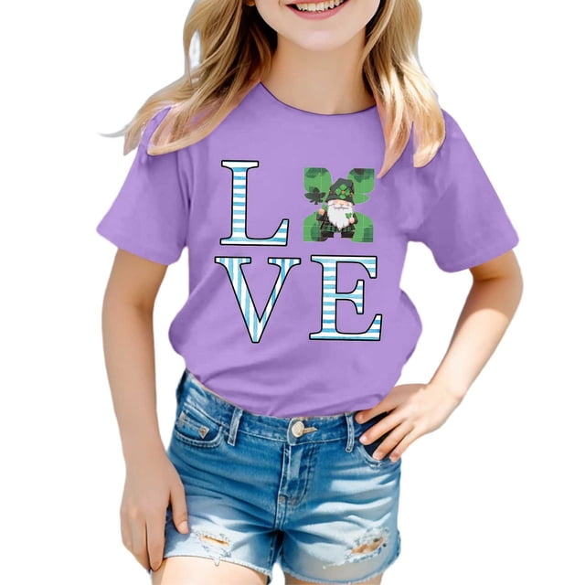 TZEWGL T-Shirts pour Fille Garçon Manches Courtes Col Rond Graphique Tendance pour Enfants Taille 1-2T