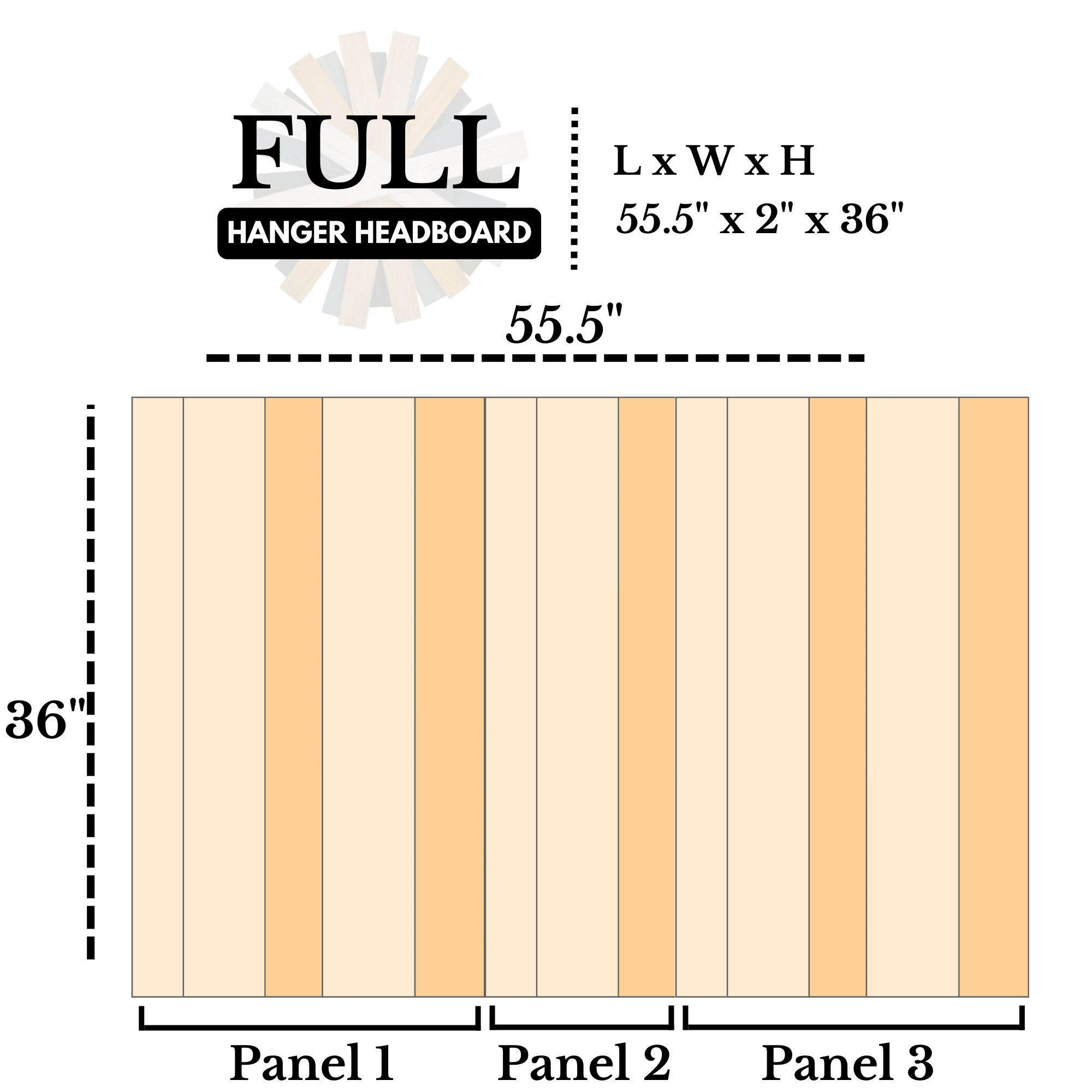 Forest Path Mix Headboard Full Size Stain, Hanger Style, Handcrafted. Mounts on Wall. Easy Installation.