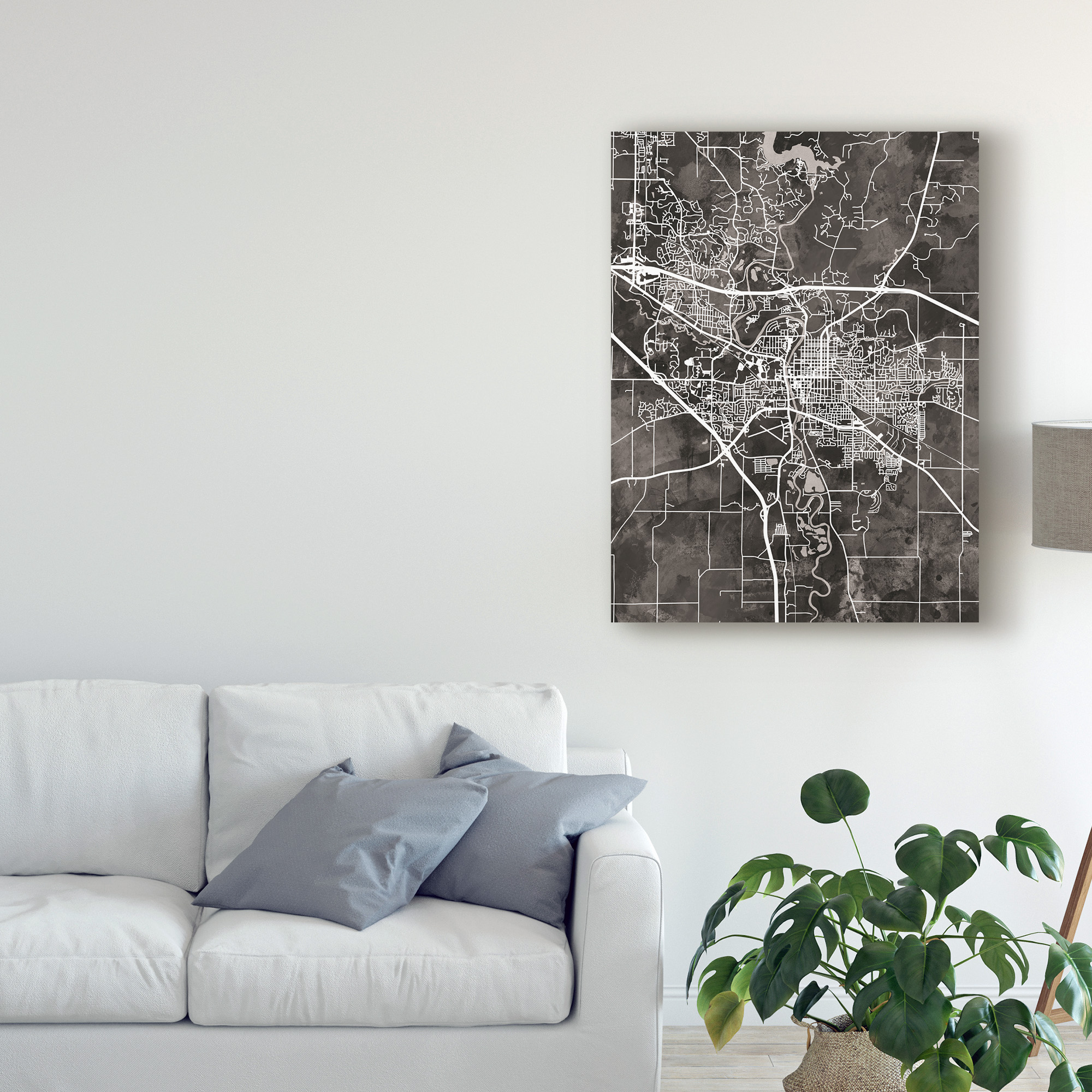 Trademark Fine Art 'Iowa City Map Black' Canvas Art by Michael Tompsett
