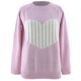 thumbnail image 5 of Valentines Sweater for Women Generously Sized Heart Print Crewneck Sweater Long Sleeve Loose Knit Pullover Top Pink S, 5 of 5