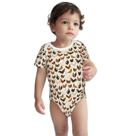 

Fotbe Roosters and Chickens Pattern Unisex-baby Short-sleeve Bodysuit Short Sleeve Bodysuits One-piece 100% Organic Cotton for Infant Baby Boys Unisex-18 Months