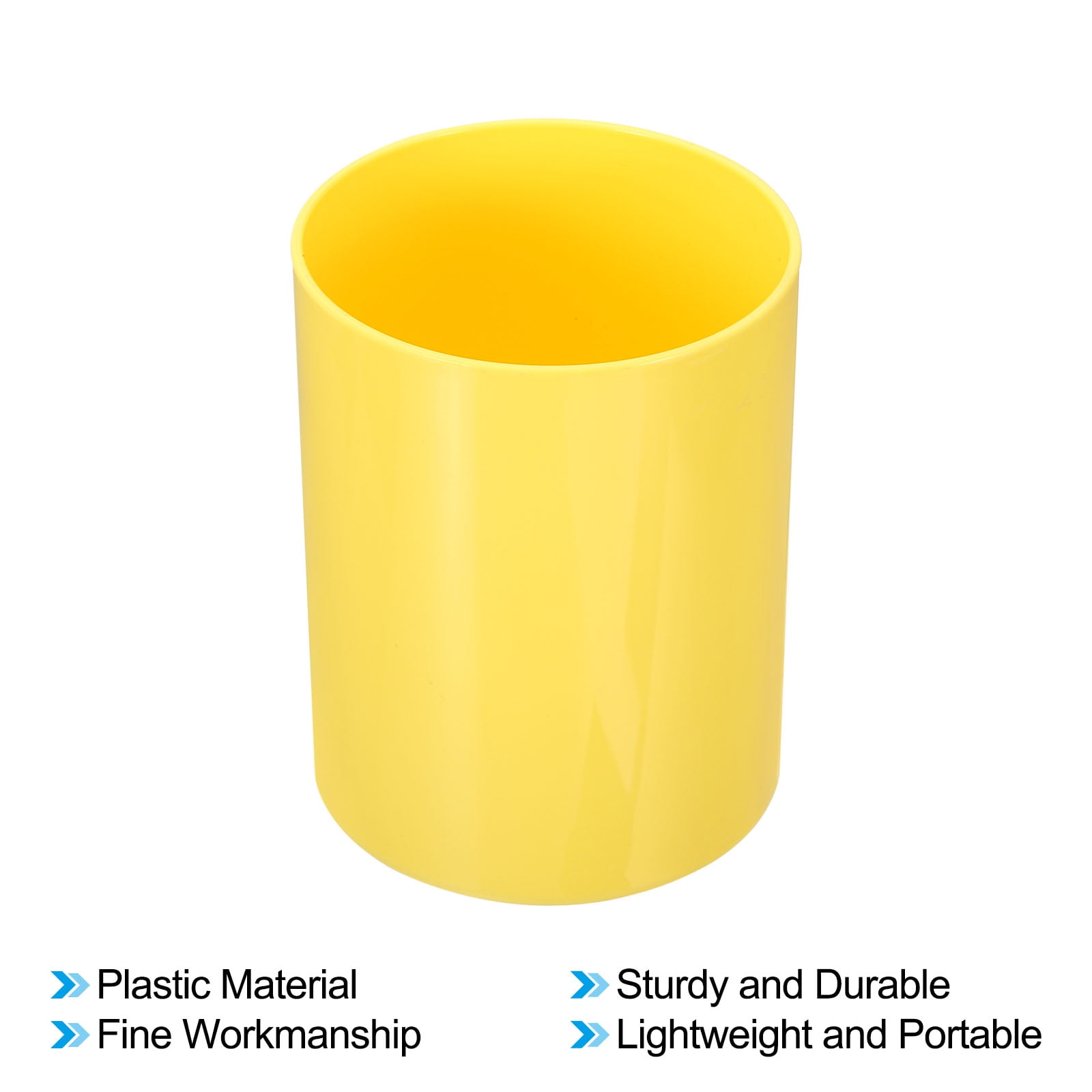 Unique Bargains Pencil Holder Plastic Pen Makeup Brush Holder Round Desktop Organizer Yellow