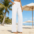 thumbnail image 5 of Kelon Yoga Pants, High Waisted Wide Leg Linen Pants for Women Trendy Flowy Lounge Pant Loose Fit Dressy Palazzo Trousers with Pockets, 3XL, 5 of 6