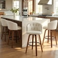 thumbnail image 4 of Fahomiss 26" Swivel Counter Height Bar Stools Set of 4, White Leather Farmhouse Kitchen Stools, 4 of 10