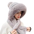 thumbnail image 1 of Qarigey Gorro cálido de felpa para invierno, deportes al aire libre, senderismo, Camping, escalada, pesca, nieve, esquí, patinaje, bufanda térmica, Sombreros Gris Qarigey AP013690-03, 1 of 6