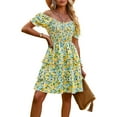 thumbnail image 5 of YNIQUE Women's Dresses Casual Summer Print Ruffle A Line Short Sleeve Mini Floral Dress for Women, 5 of 8