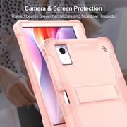Rugged Case for Lenovo Idea Tab Plus 12.1 Inch 2025 (Model: TB361FU), Heavy Duty Shockproof Full-Body Protective Cover with Built-in Kickstand & Pen Holder, Black/Rose