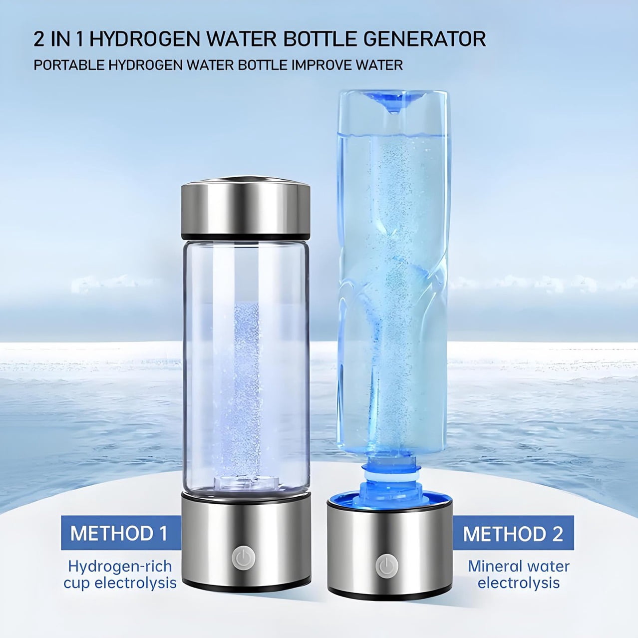 Hydrogen Water Bottles 2 in 1 Hydro Water ionizer Generators with PEM SPE Technology,Sports Water Bottles,Hydrogen Water for Home, Office, Daily Drinking Back-to-School Gift