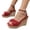 Red, variant on Womens Wedge Platform Sandals Cute Bowknot Square Toe Espadrille High Heels Buckle Ankle Strap Dressy Shoes Black Size 7