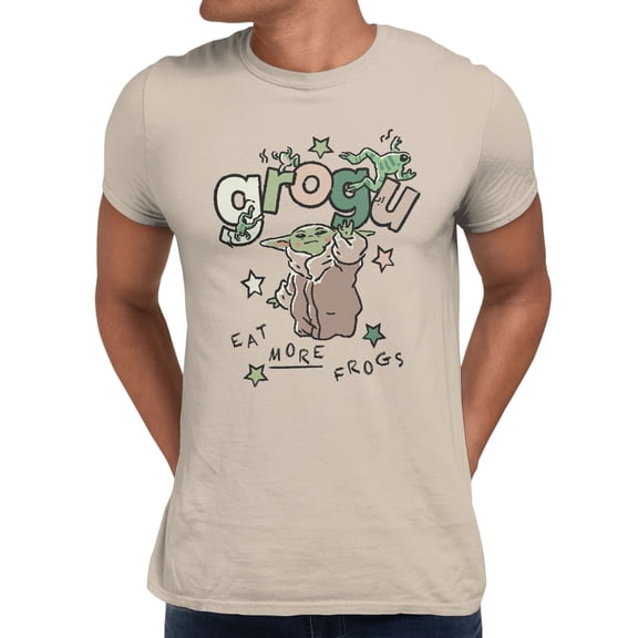 Star Wars The Mandalorian And Grogu Eat More Frog Sketch Men's T Shirt (Sand, S-XXXL)