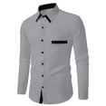 thumbnail image 2 of BVOFAR Dress Shirts for Men Button Up Long Sleeve Shirt Formal Color Block Stretch Shirts with Pockets Business Wedding Shirt, 2 of 6