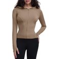 thumbnail image 1 of ORUYROP Veste de Course Légère Extensible pour Femmes avec Fermeture Éclair Complète et Trous pour les Pouces, 1 of 7