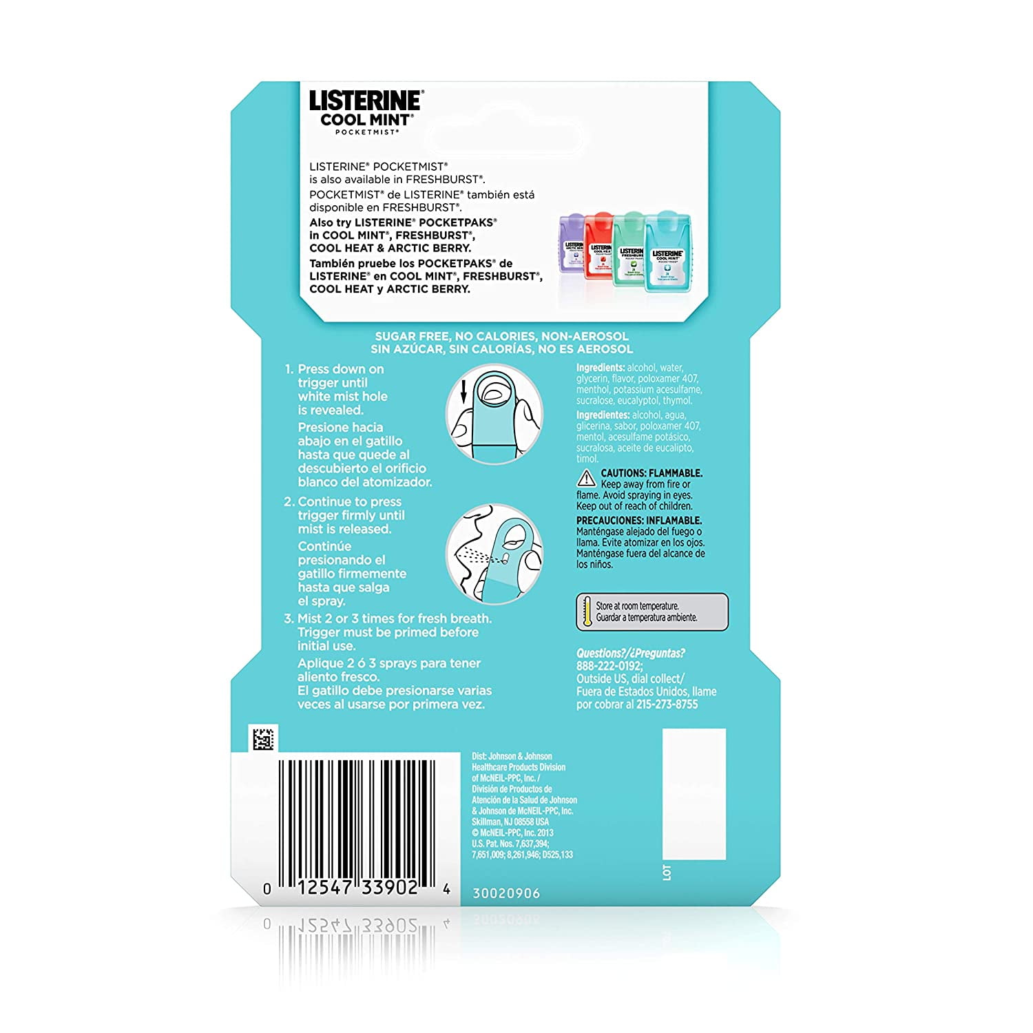 Listerine PocketMist Oral Care Cool Mint 0.52 oz (Pack of 3)