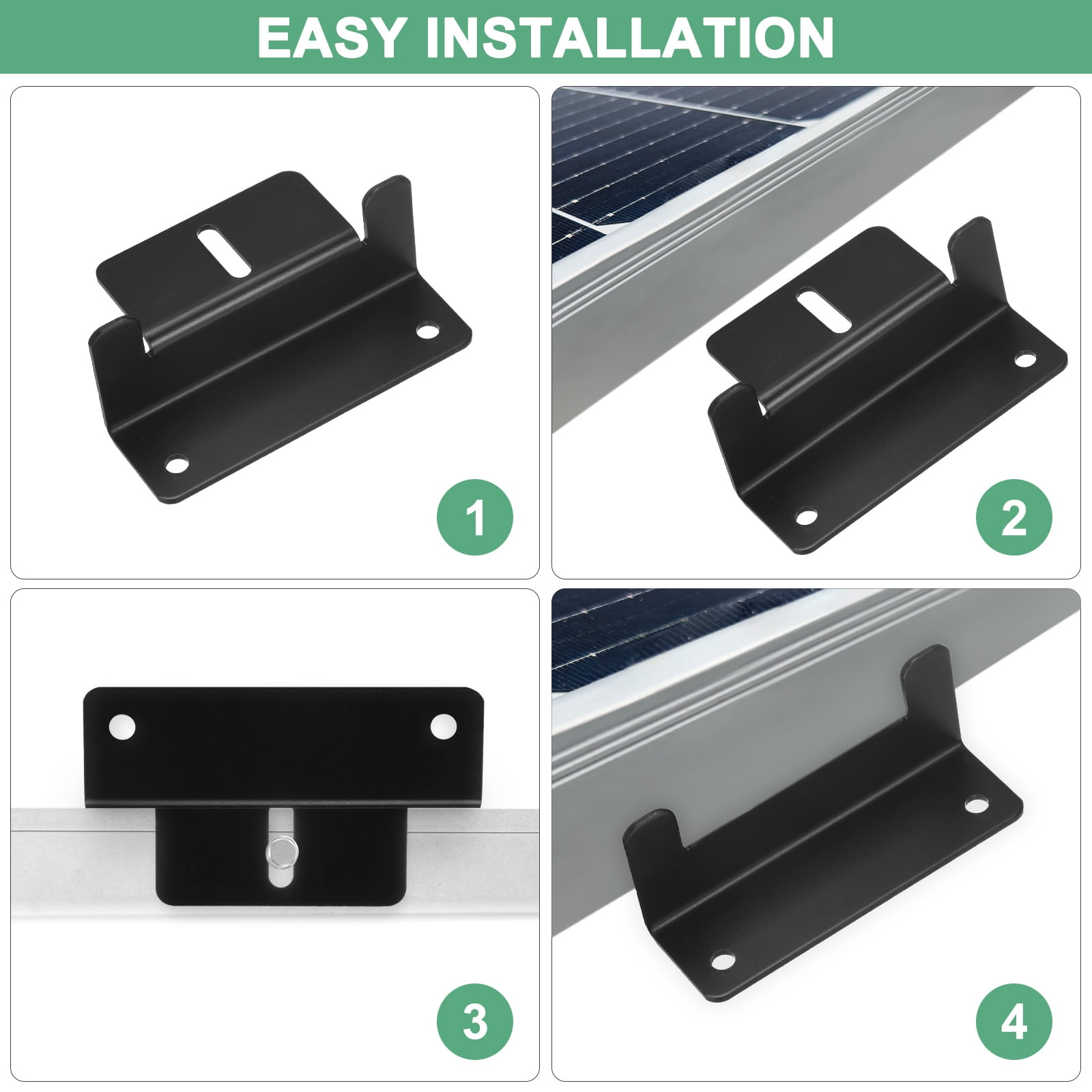 Uxcell 2 Sets of 4 Units Solar Panel Mounting Z Brackets Lightweight Corrosion-free Aluminum Anodized W Wrench Solar Panel Mounting Brackets Black