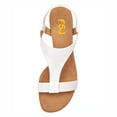 thumbnail image 3 of FSJ Women Open Toe Low Wedge Heels T-Strap Padded Sole Ankle Strap Sandals Casual Dress Summer Beach Shoes Size 6 White Stone, 3 of 4