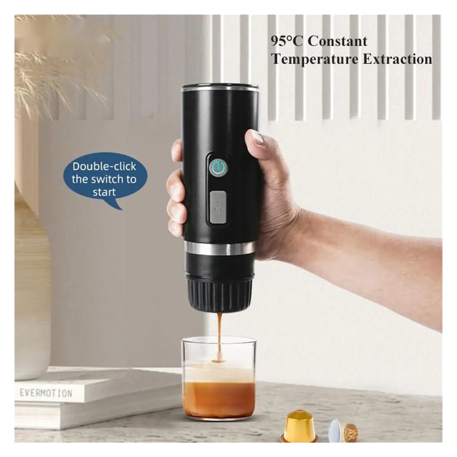 3-in-1 Travel Coffee Maker Fit For Capsule/Powder Electric Espresso Machine For Car & Home Camping Travel ,Portable